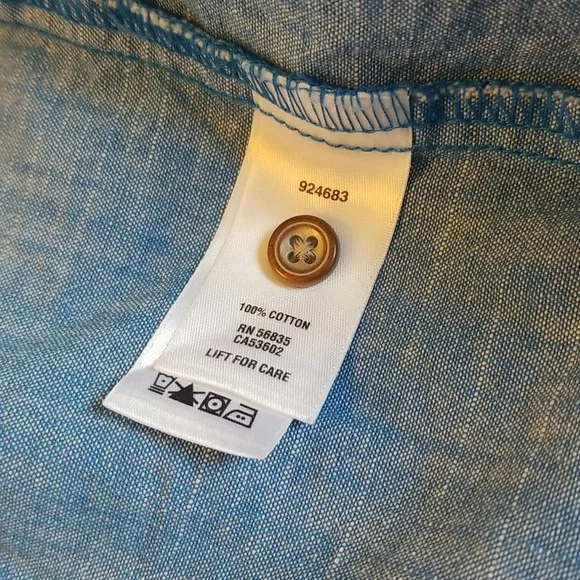 Cabela's Blue Denim Long Sleeve Chambray Shirt Dress Size Small Petite - Picture 11 of 12